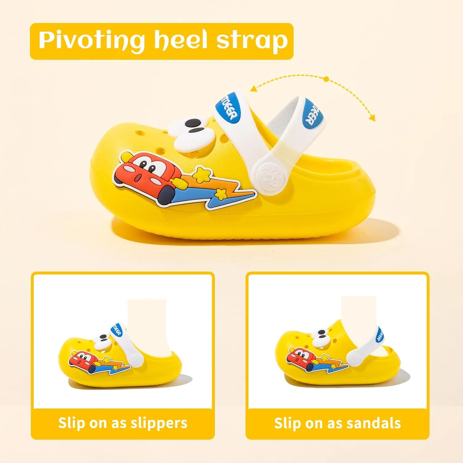 Toddlers Boys & Girls Clogs Cute Cars EVA Non-Slip Lightweight Kids Water Shoes for Summer Beach Pool