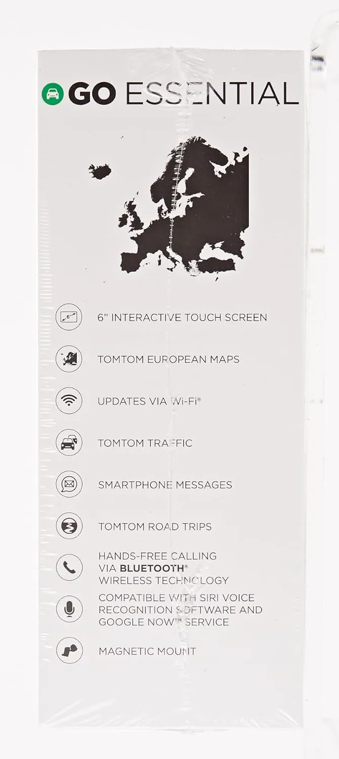 TomTom Car Sat Nav GO Essential, 6 Inch, with Traffic Congestion and Speed Cam Alert Trial Thanks to TomTom Traffic, EU Maps, Updates via WiFi, Handsfree Calling, Click-and-Drive Mount