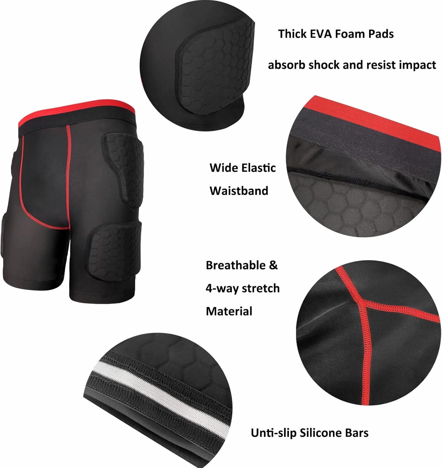 Topeter Men’s Padded Shorts Skate Compression Short Basketball Hip Protective Underwear