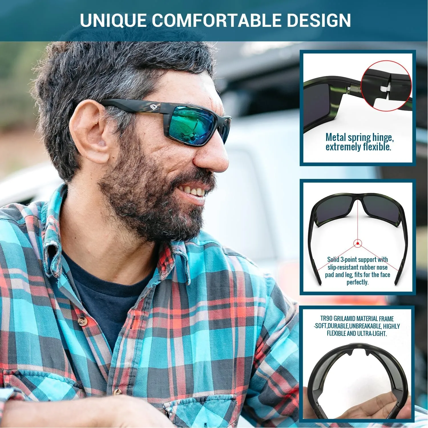 TOREGE Sports Polarized Sunglasses for Men Women Flexible Frame Cycling Running Driving Fishing Mountaineering TR24