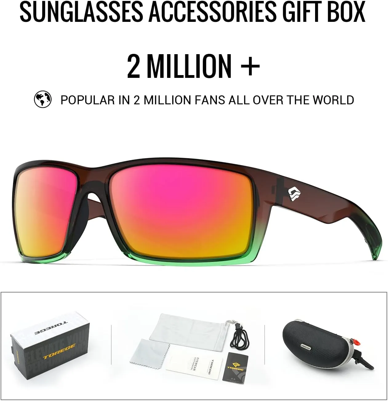 TOREGE Sports Polarized Sunglasses for Men Women Flexible Frame Cycling Running Driving Fishing Mountaineering TR24