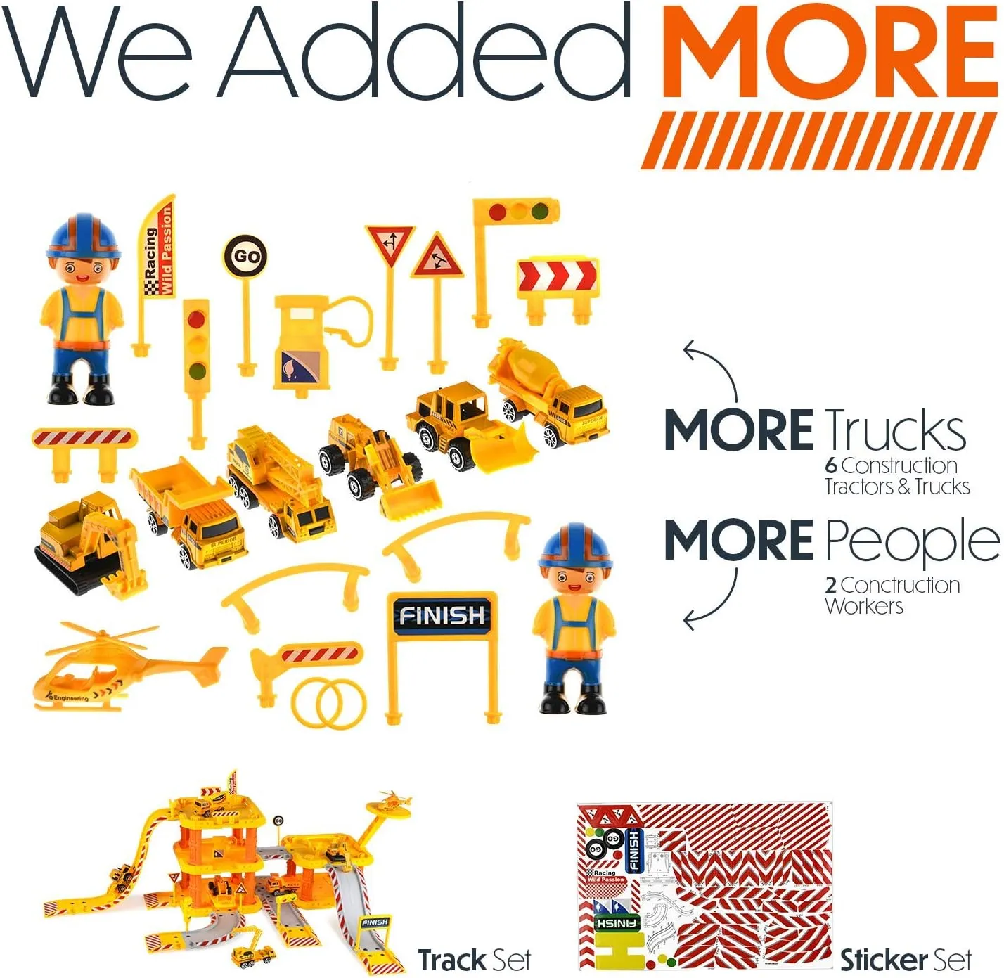 Toysical Construction Playset - Complete Parking Garage Toy Playset with Vehicles, Helicopter, Mini Figures, Road Setup Construction Toys for Boys and Girls - Boys Toys Age 4-6