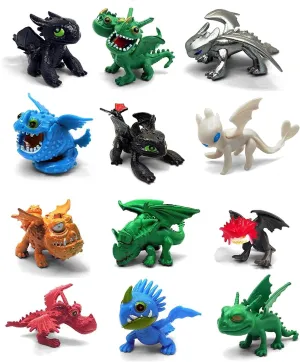 Toysvill Dragons HTTYD (Set of 12 pcs), Night Fury (Toothless), Action Figures, Cake Toppers Figurines, Toys Gift Figure Toy