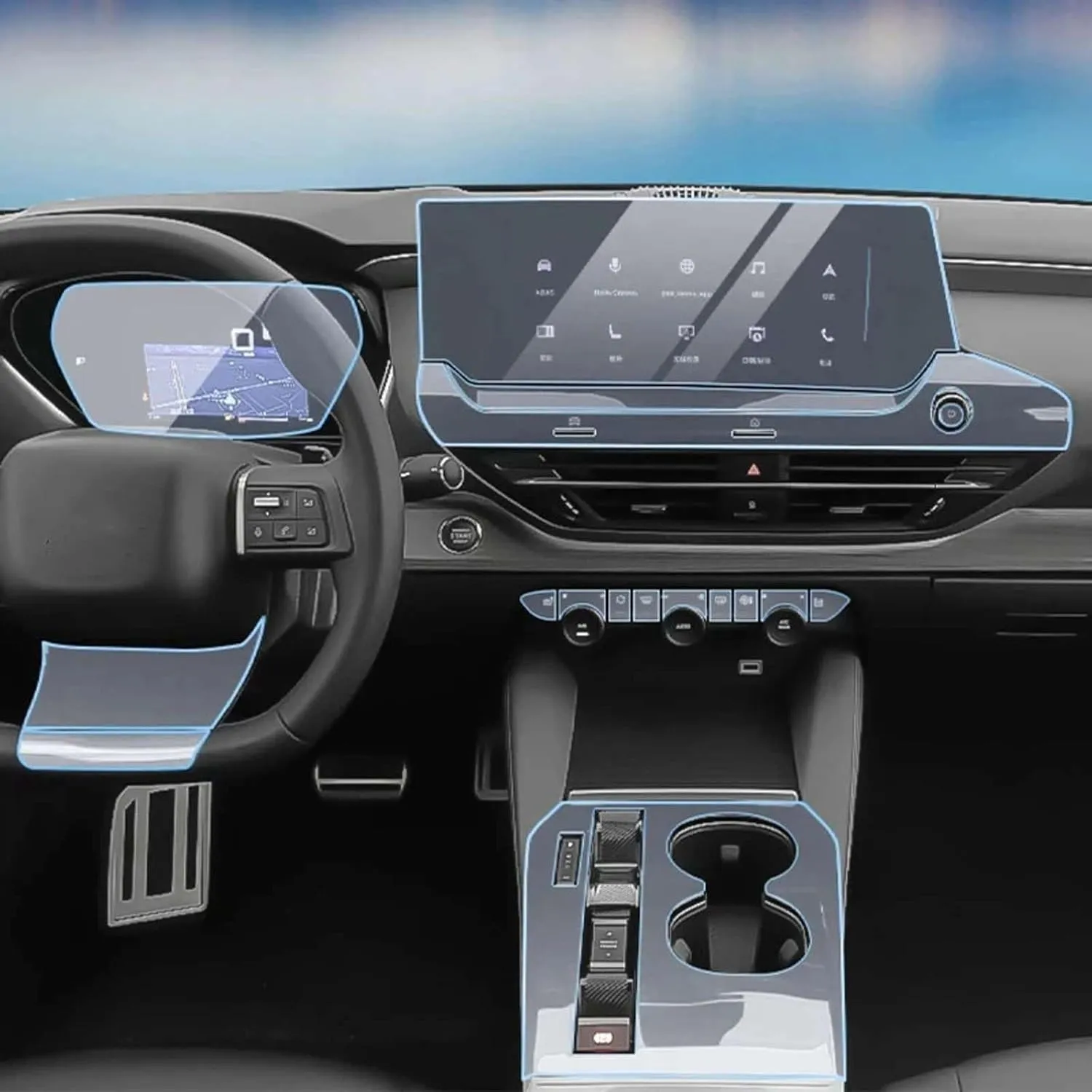 TPU Transparent Film,Fit for Citroen C5X C5-X Car Interior Stickers Center Console Gear Navigation Dashboard