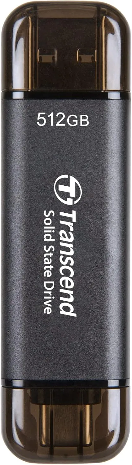 Transcend 512GB USB C External SSD, Up to 1,050MB/s, USB 3.2 Gen 2 Flash Drive, 2-in-1 Memory Stick Type C &Type A, Thumb Drive Photo Stick for Windows, Mac, iPhone, iPad, Android, Tablet&PC, Smart TV