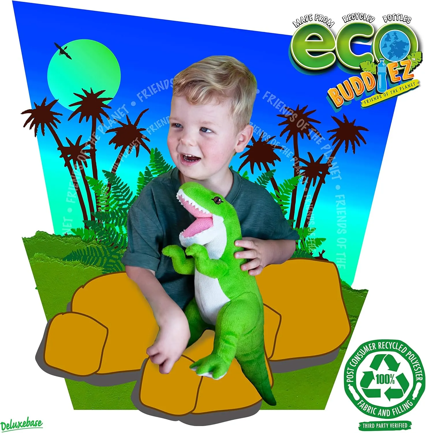 Triceratops from Deluxebase. 12 Inch Triceratops Plush Toy. Eco Friendly Child Safe Dinosaur Stuffed Animal Made from Recycled Plastic Bottles.