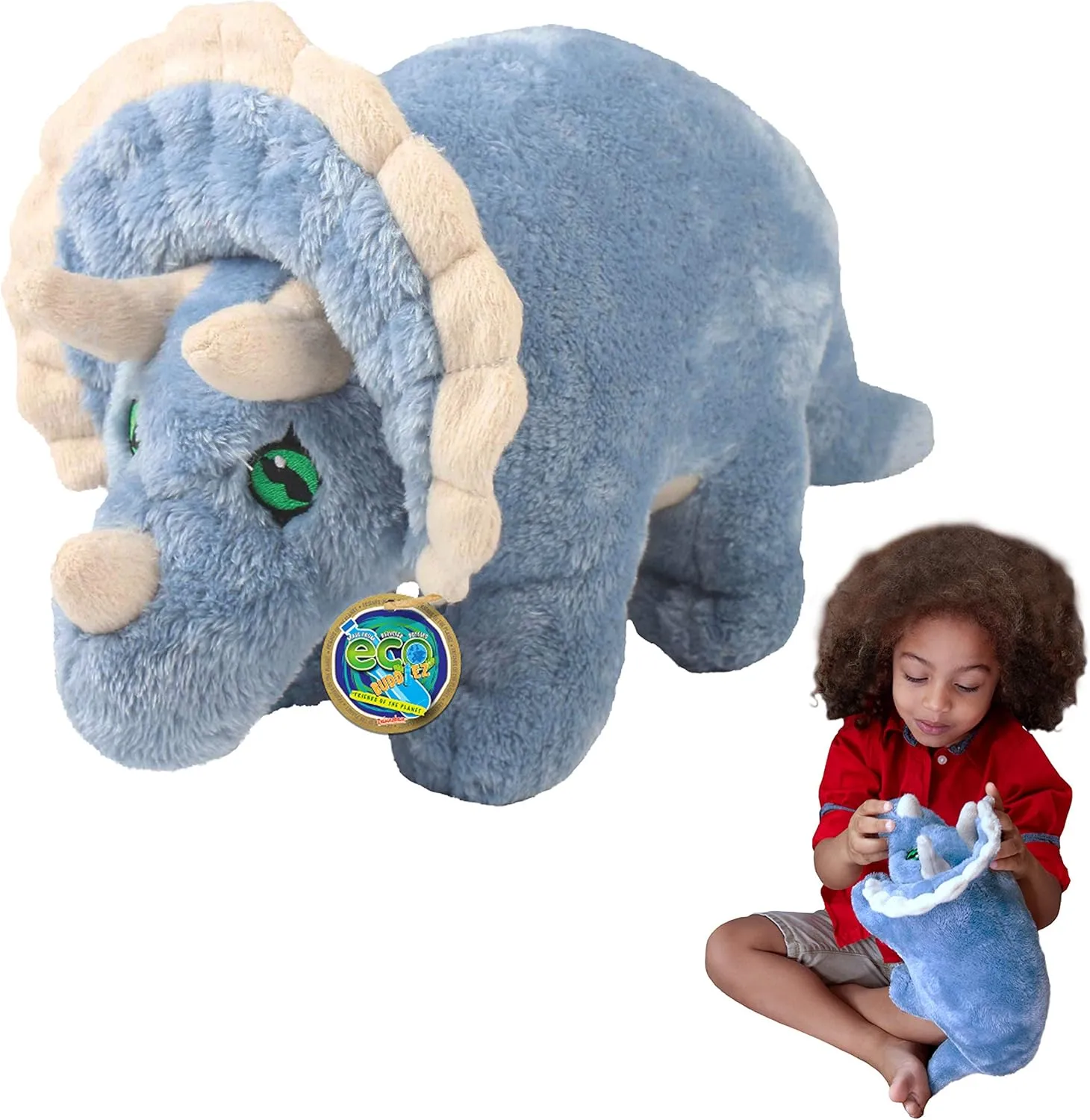 Triceratops from Deluxebase. 12 Inch Triceratops Plush Toy. Eco Friendly Child Safe Dinosaur Stuffed Animal Made from Recycled Plastic Bottles.