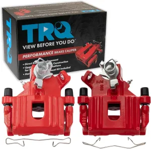 TRQ Rear Performance Brake Caliper Set Red Compatible with 2003-2008 Mini Cooper