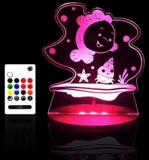 Tulio Dream Lights Night Light - Best Color Changing Kids Table Lamp for Boys/Girls, Remote Control, USB Power, 12 Colors for Bedroom or Décor