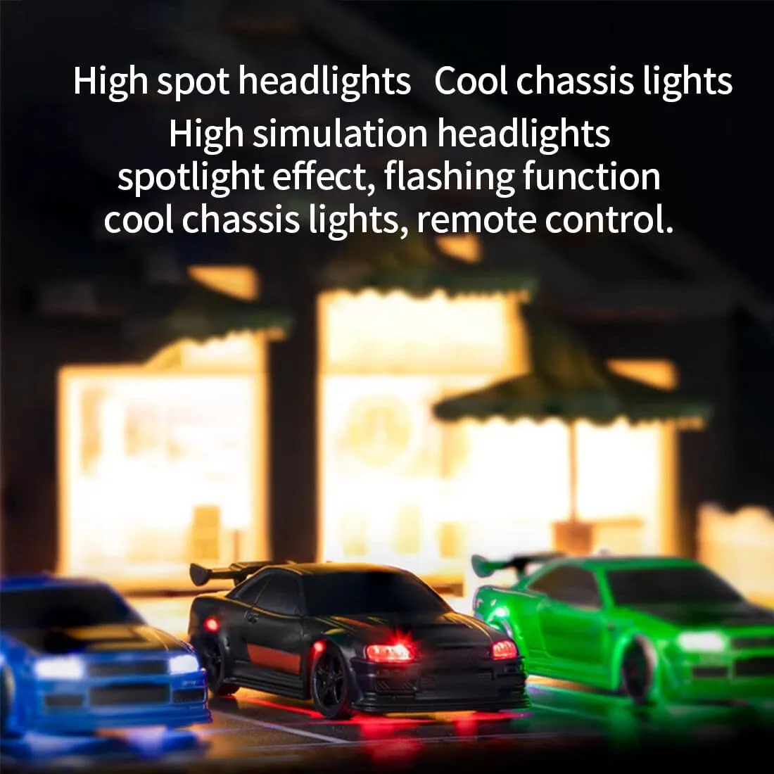 Turbo Racing C74 1/76 Scale Mini RC Drift Cars for Adults, 2.4G 4CH RWD Electric Remote Control Vehicle, Desktop Racing Car Model with High Speed & LED Light