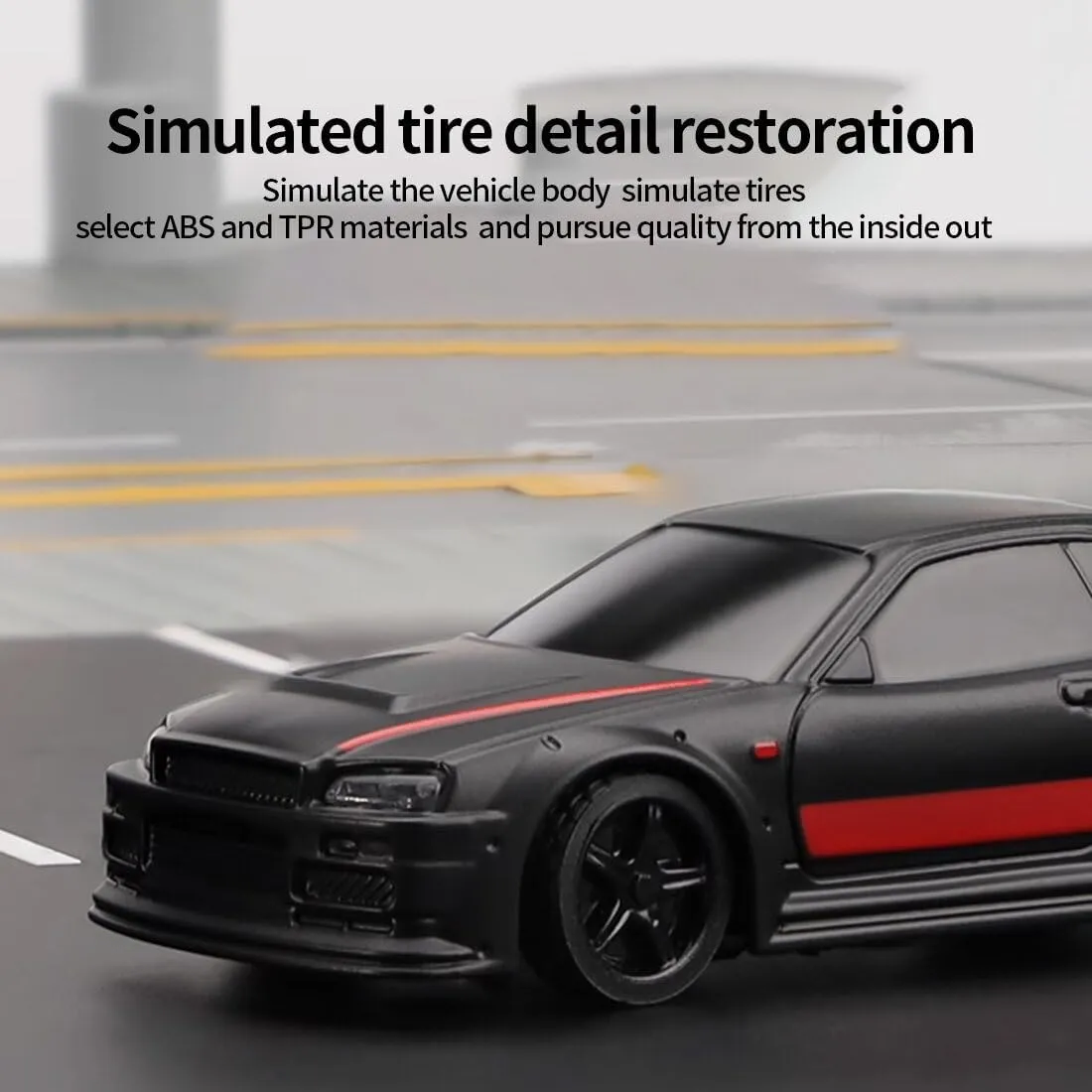 Turbo Racing C74 1/76 Scale Mini RC Drift Cars for Adults, 2.4G 4CH RWD Electric Remote Control Vehicle, Desktop Racing Car Model with High Speed & LED Light