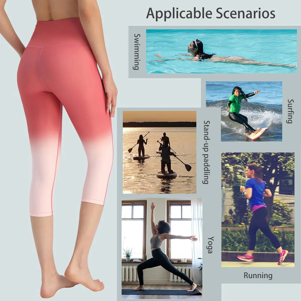 Ubestyle UPF 50  High Waist Swim Leggings for Women Swim Capris Swim Pant Swim Tights Beach Pants Sun Protective
