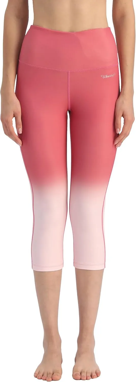 Ubestyle UPF 50  High Waist Swim Leggings for Women Swim Capris Swim Pant Swim Tights Beach Pants Sun Protective