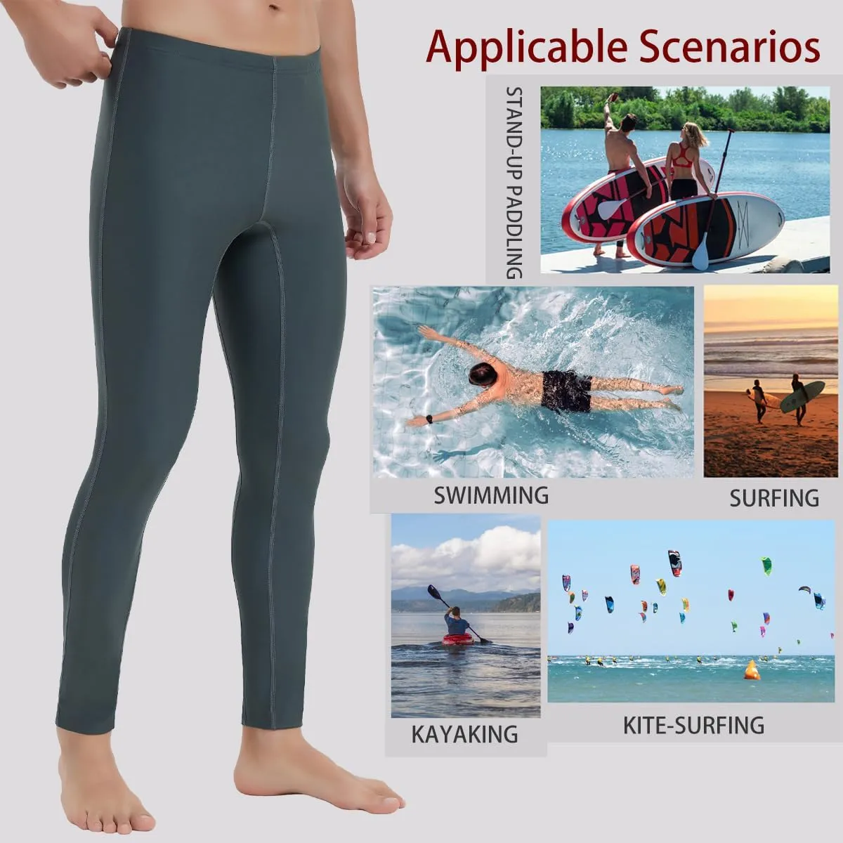 Ubestyle UPF 50  Men's Active Surfing Water Leggings Swim Pants Swim Tights Beach Pants Sun Protective