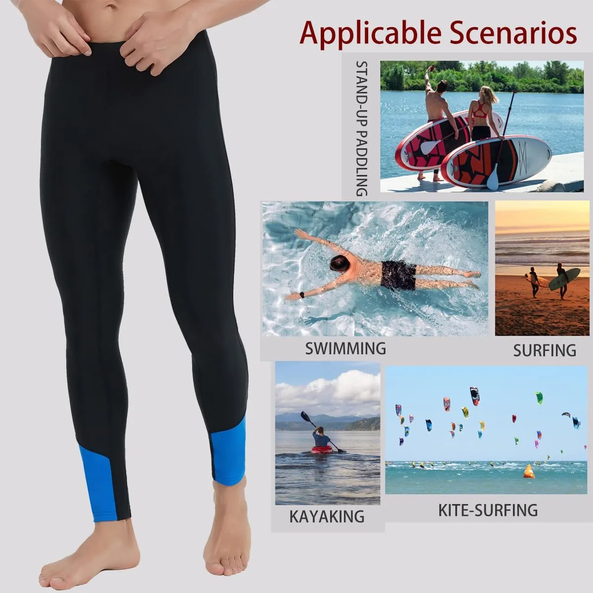 Ubestyle UPF 50  Men's Active Surfing Water Leggings Swim Pants Swim Tights Beach Pants Sun Protective