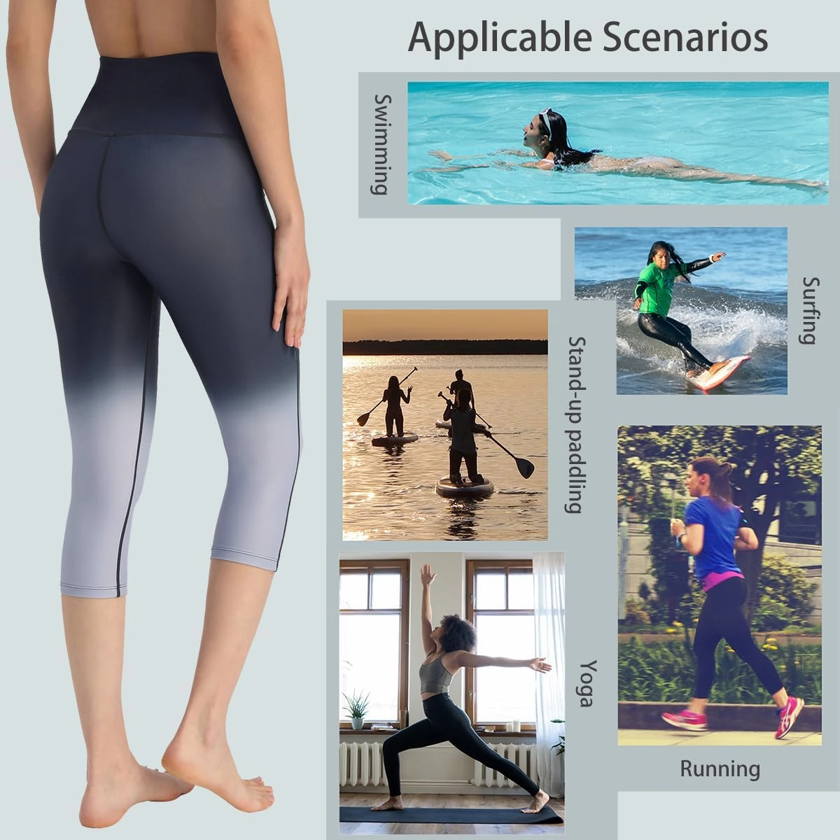 Ubestyle UPF 50  High Waist Swim Leggings for Women Swim Capris Swim Pant Swim Tights Beach Pants Sun Protective