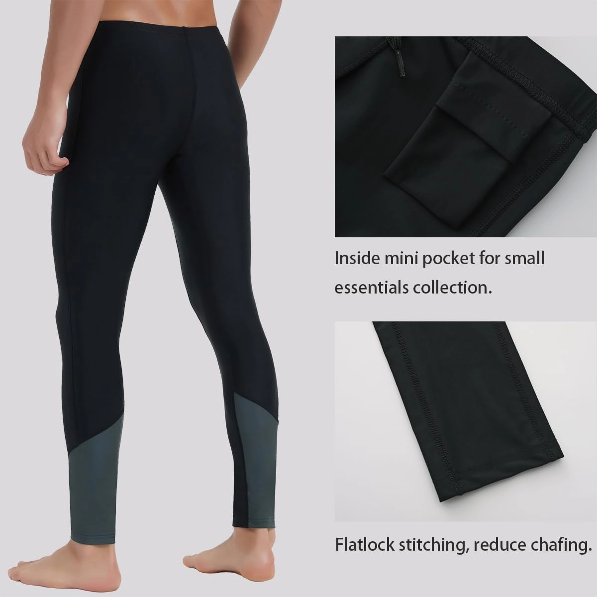 Ubestyle UPF 50  Men's Active Surfing Water Leggings Swim Pants Swim Tights Beach Pants Sun Protective