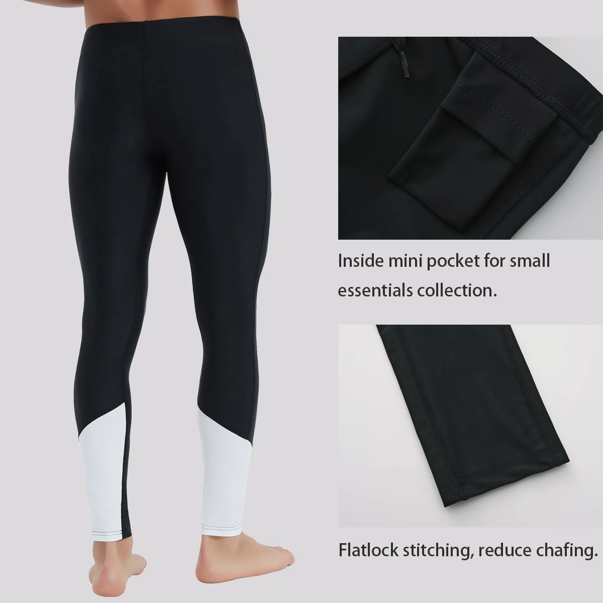 Ubestyle UPF 50  Men's Active Surfing Water Leggings Swim Pants Swim Tights Beach Pants Sun Protective
