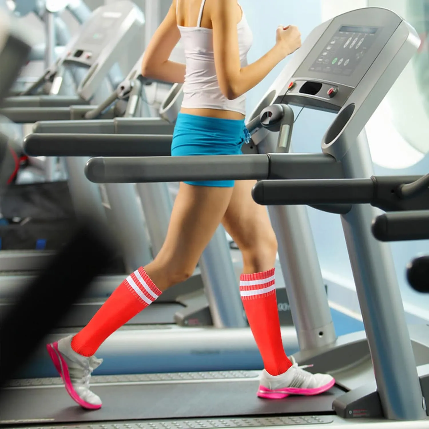 Ultrafun 6 Pairs Soccer Socks Color Stretchy Compression Knee High Tube Socks Football Athletic Socks for Men Women Teens