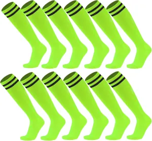 Ultrafun 6 Pairs Soccer Socks Color Stretchy Compression Knee High Tube Socks Football Athletic Socks for Men Women Teens
