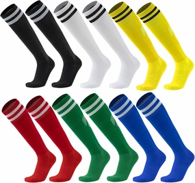 Ultrafun 6 Pairs Soccer Socks Color Stretchy Compression Knee High Tube Socks Football Athletic Socks for Men Women Teens