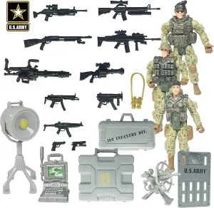 United States Army Recon Platoon Playset with 3 Military Action Figures, Mini Weapons & Accessories - Toy Soldiers for Kids 3 