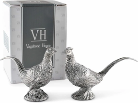 Vagabond House Pewter Pheasants Salt and Pepper Shaker Set Woodland Table Décor S/P Shaker 2 inch Tall