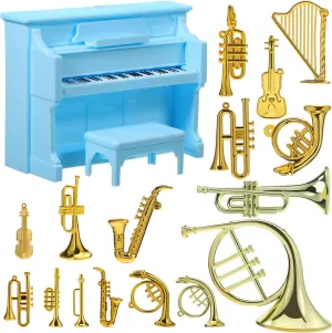 Vaguelly 16Pcs Miniature Musical Instrument   1Pc Piano Model, Dollhouse Musical Instruments Miniature House Decors, Tiny Instruments Mini Piano Dollhouse Accessories