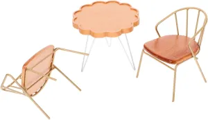 Vaguelly 1set Miniature Doll House Dining Room Furniture Table and Chairs Realistic Wooden Model for Creative Play and Decoration Scale