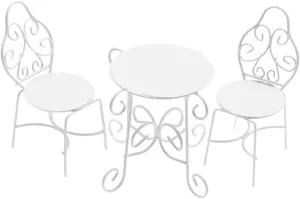 VANZACK Elegant Miniature Table and Chair Set for Dollhouse Iron Material Outdoor Garden Decor