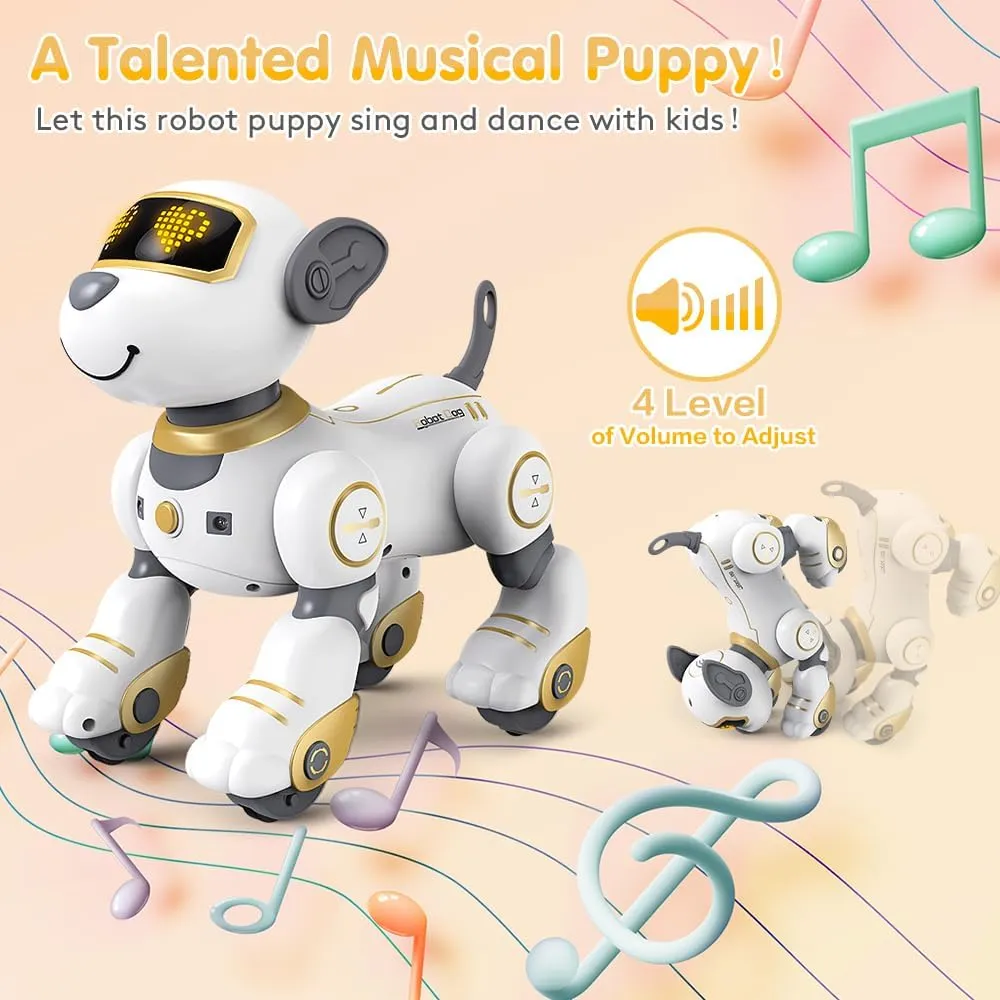 VATOS Remote Control Robot Dog Toy for Kids - Interactive Touch & Follow 17 Functions Robot Dog Pet, Programmable Smart Walking Puppy Intelligent Dancing Dog Robot Toys for Girls 3-12 Gifts (Gold)