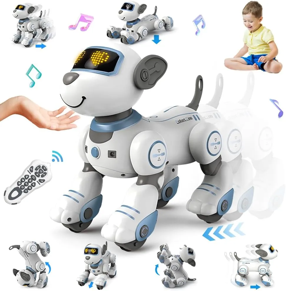 VATOS Remote Control Robot Dog Toy for Kids - Interactive Touch & Follow 17 Functions Robot Dog Pet, Programmable Smart Walking Puppy Intelligent Dancing Dog Robot Toys for Girls 3-12 Gifts