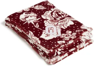 Vera Bradley Women's Collegiate Plush Xl Throw Blanket (Multiple Teams Available), Cardinal/White Rain Garden with University of Oklahoma, One Size