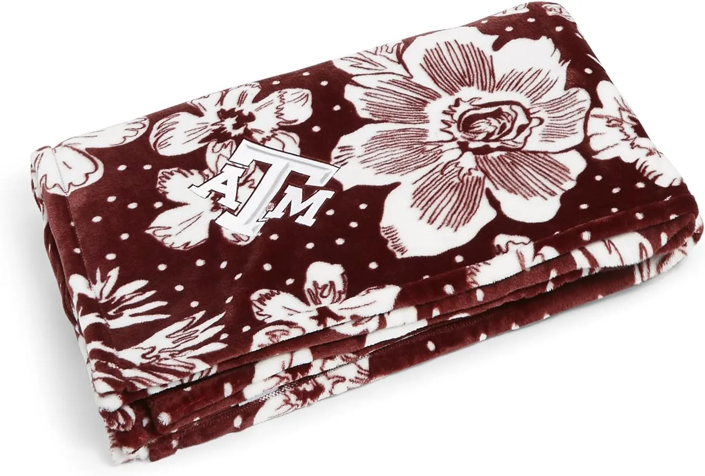 Vera Bradley Women's Collegiate Plush Xl Throw Blanket (Multiple Teams Available), Texas A and M University Maroon/White Rain Garden, One Size