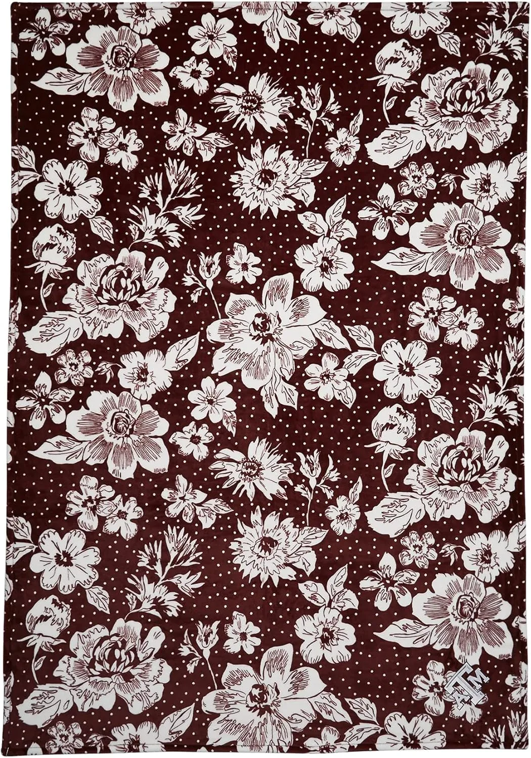 Vera Bradley Women's Collegiate Plush Xl Throw Blanket (Multiple Teams Available), Texas A and M University Maroon/White Rain Garden, One Size