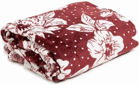 Vera Bradley Collegiate Plush XL Throw Blanket (Multiple Teams Available), Maroon/White Rain Garden