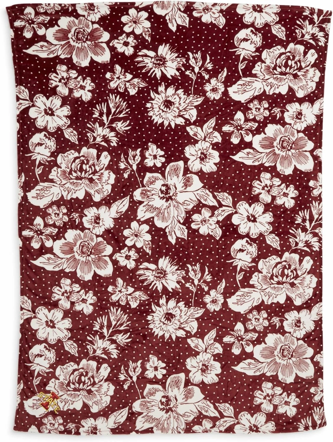 Vera Bradley Women's Collegiate Plush Xl Throw Blanket (Multiple Teams Available), Cardinal/White Rain Garden with Iowa State University, One Size