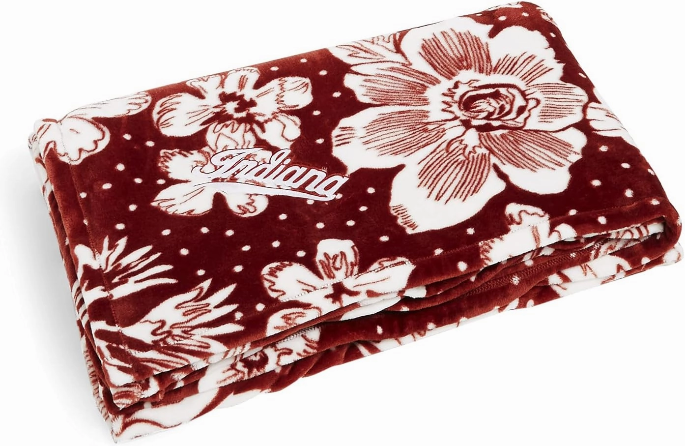 Vera Bradley Women's Collegiate Plush Xl Throw Blanket (Multiple Teams Available), Indiana University Cardinal/White Rain Garden, One Size