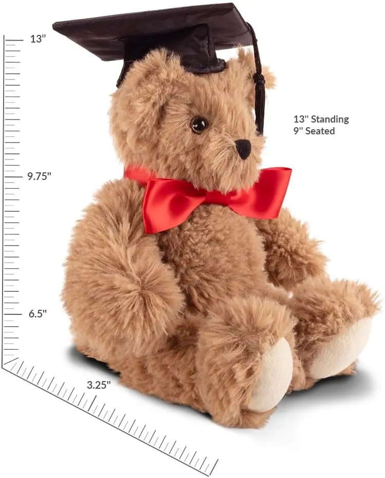 Vermont Teddy Bear Graduation Bear 13 Inches | Graduation Bears Class of 2025 with Black Cap and Red Bow, Designed in USA | Super Soft Collection