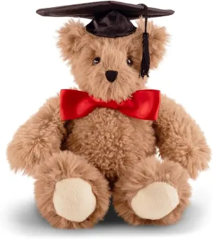 Vermont Teddy Bear Graduation Bear 13 Inches | Graduation Bears Class of 2025 with Black Cap and Red Bow, Designed in USA | Super Soft Collection