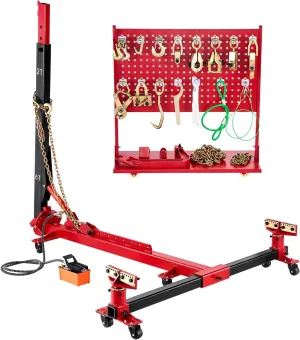 VEVOR Auto Body Frame Puller Straightener, 6T Tension Car Body Repair Equipment with 6000PSI Hydraulic Foot Pump & Swivel Post, Includes 16 Straightening Tools, for Auto Repair Shop, Sedan SUV Pickup