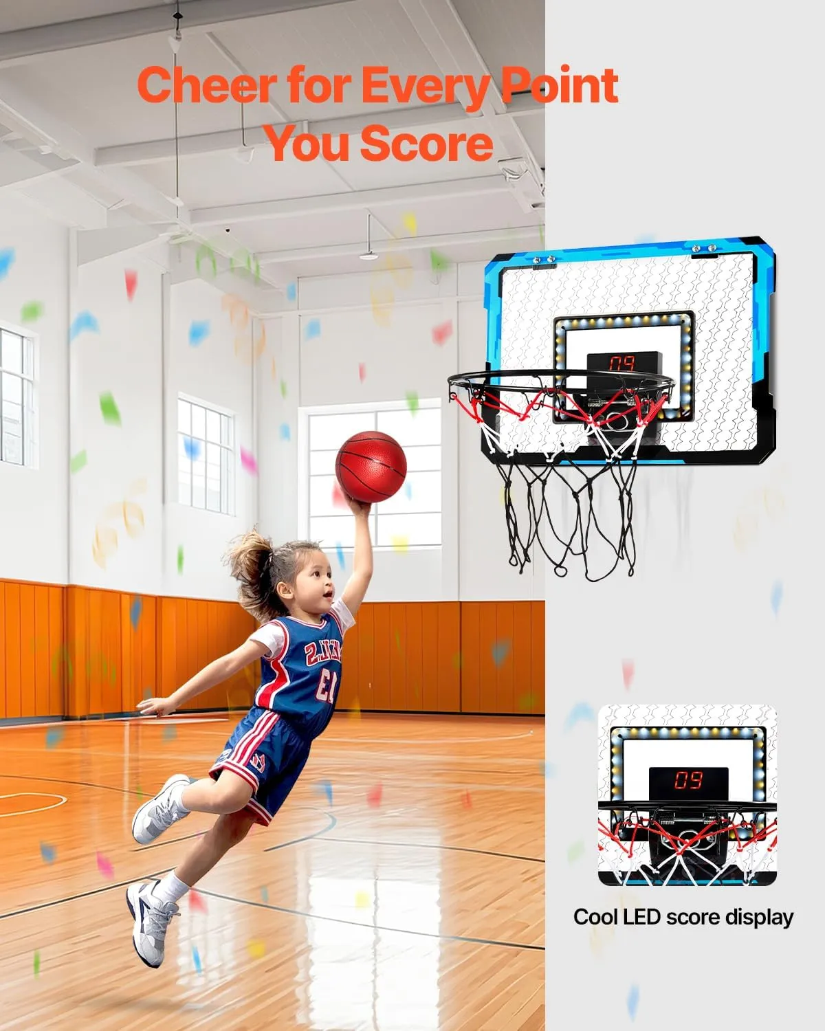 VEVOR Indoor Basketball Hoop for Kids, Indoor and Outdoor Backyard Sport Game, Toddler Basketball Toys for Kids 3-8 Years Old, Boys and Girls
