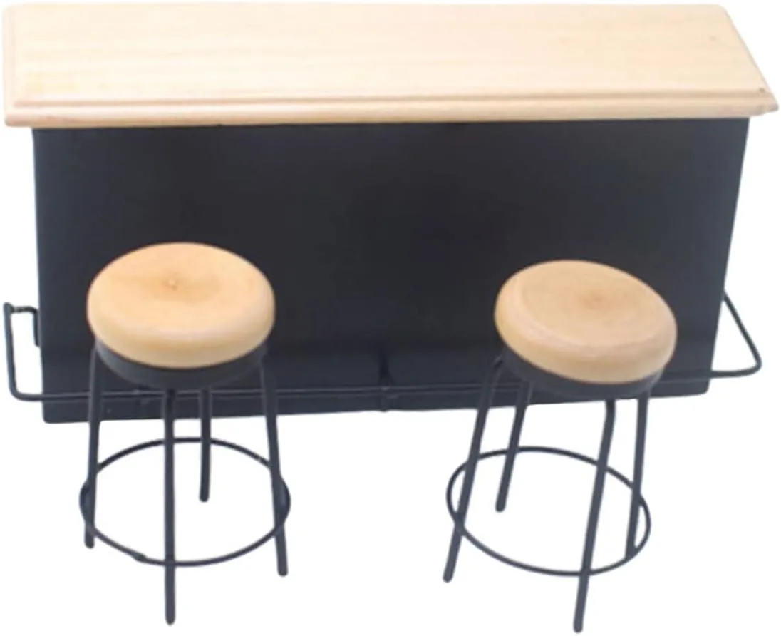VICASKY 1set Miniature Play Set Doll House Furniture Bar Counter Stools Lightweight Wooden Adornments for Boys and Girls Creative Play for Mini House Decoration