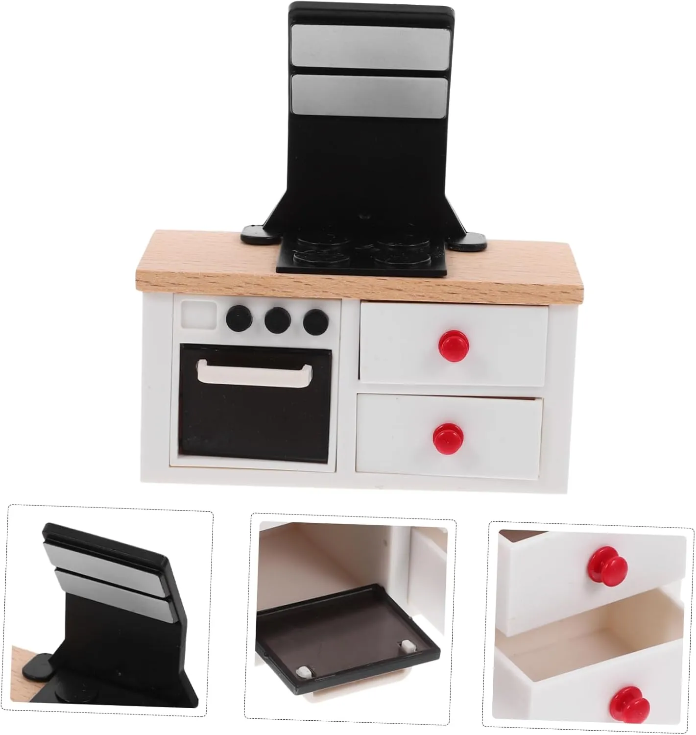 VICASKY 5pcs DIY Miniature House Accessory Wood Mini Cooking Bench Set for Dollhouse Decor