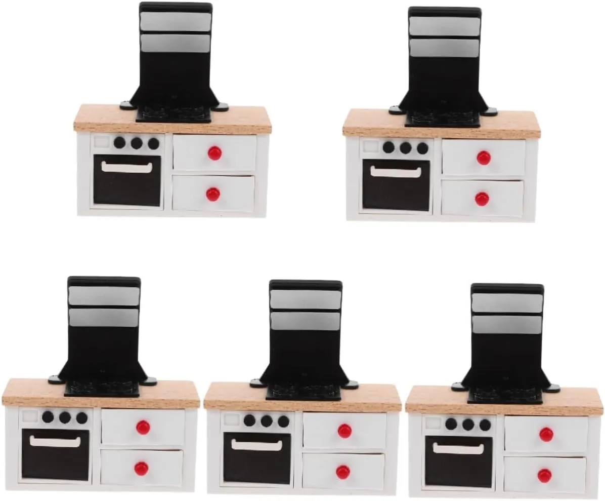 VICASKY 5pcs DIY Miniature House Accessory Wood Mini Cooking Bench Set for Dollhouse Decor
