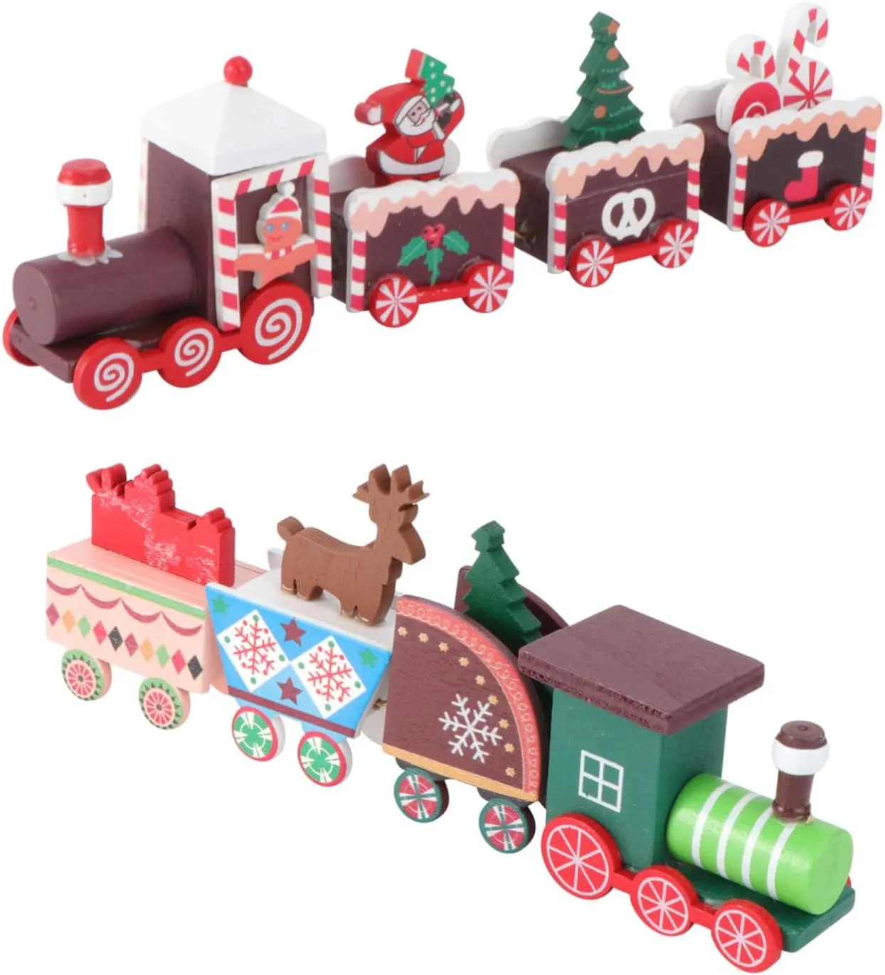 VICASKY Wooden Train Model Christmas Train Cake Toer Decorative Christmas Train Ornaments Xmas Table Toys for Kids