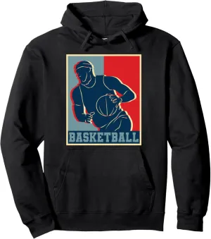 Vintage Basketball Dunk Retro Sunset Colorful Dunking Bball Pullover Hoodie