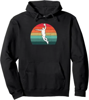 Vintage Basketball Dunk Retro Sunset Colorful Dunking Bball Pullover Hoodie