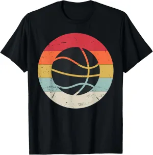 Vintage Retro Basketball Dunk Shirt Sunset Colorful Men Boys T-Shirt