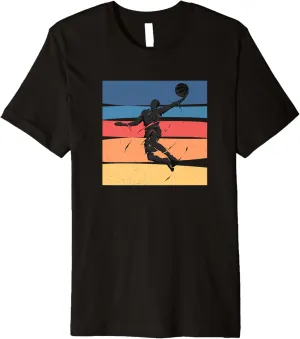 Vintage Retro Basketball Dunk Sunset Colorful Men Women Boys Premium T-Shirt